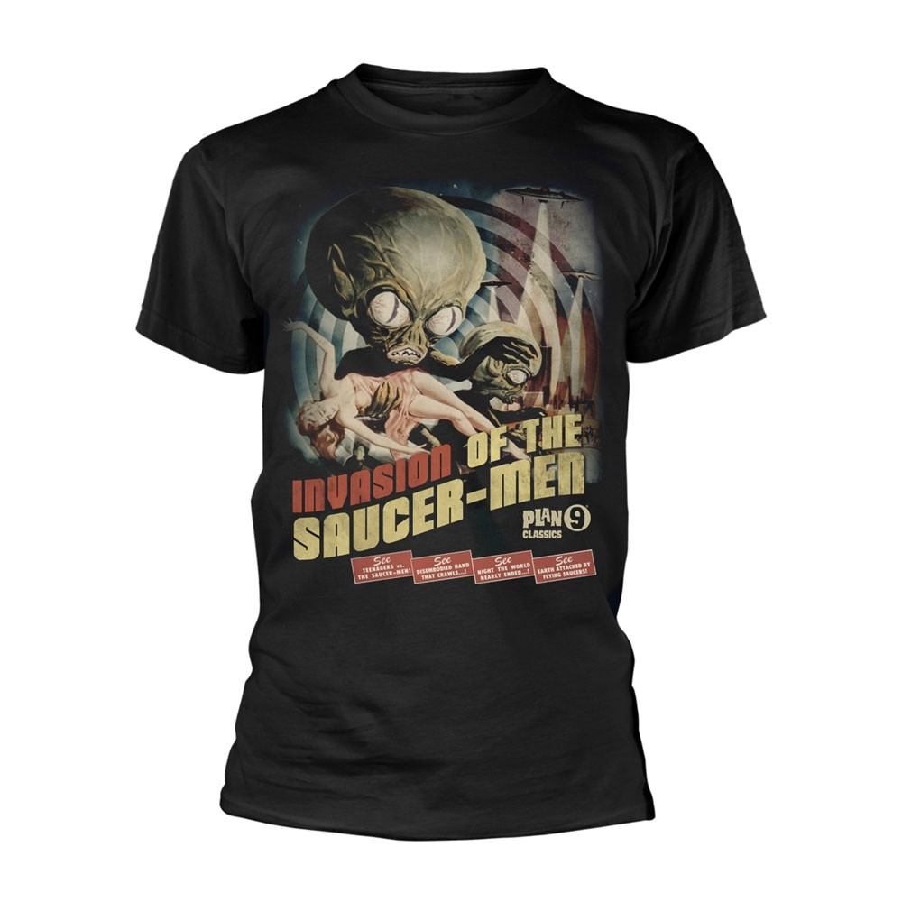 Plan 9 'Invasion Of The Saucer Men' (Black) T-Shirt Front