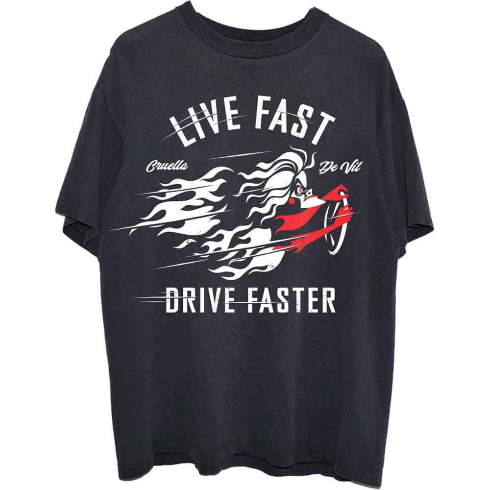 Disney '101 Dalmatians Cruella Live Faster' (Black) T-Shirt