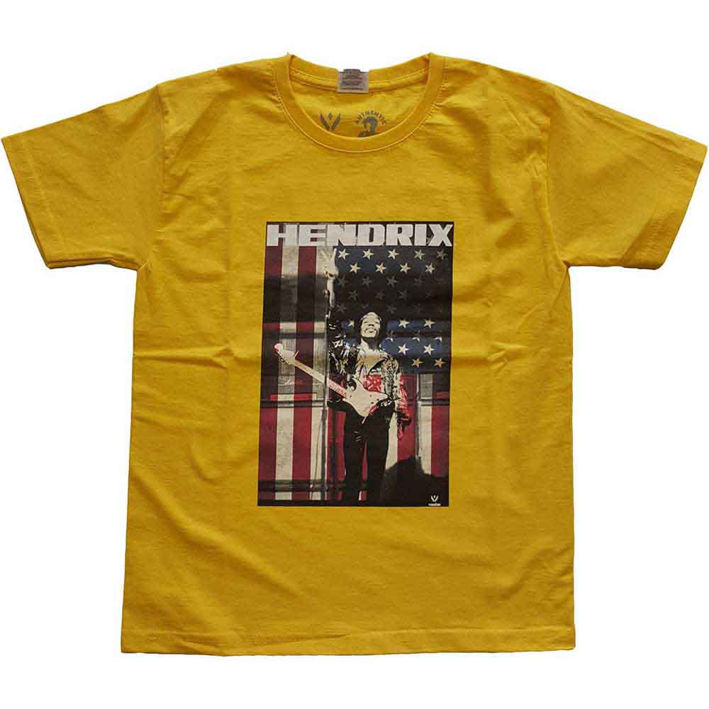 Jimi Hendrix 'Peace Flag' (Yellow) Kids T-Shirt