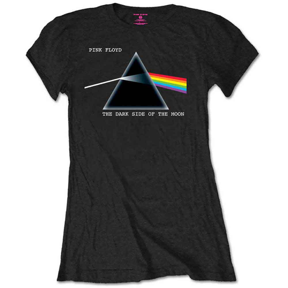 Pink Floyd 'Dark Side of the Moon Courier' (Black) Womens Fitted T-Shirt