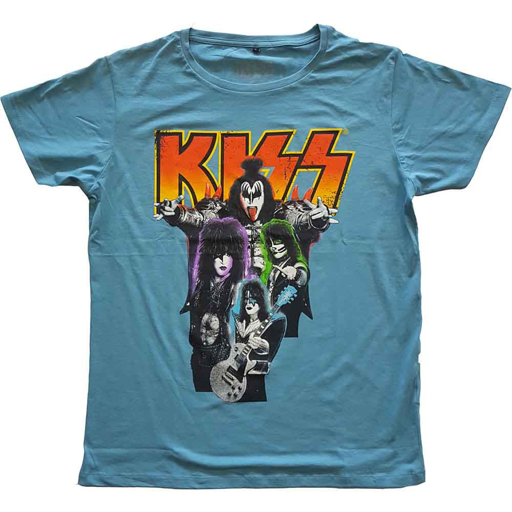KISS 'Neon Band' (Blue) T-Shirt