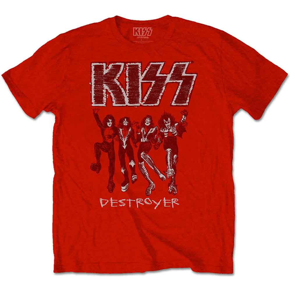 KISS 'Destroyer Sketch' (Red) T-Shirt