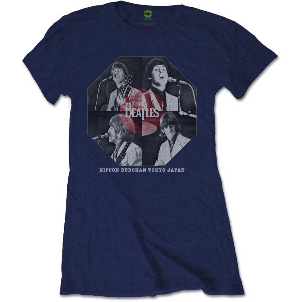 The Beatles 'Budokan Octagon' (Navy Blue) Womens Fitted T-Shirt