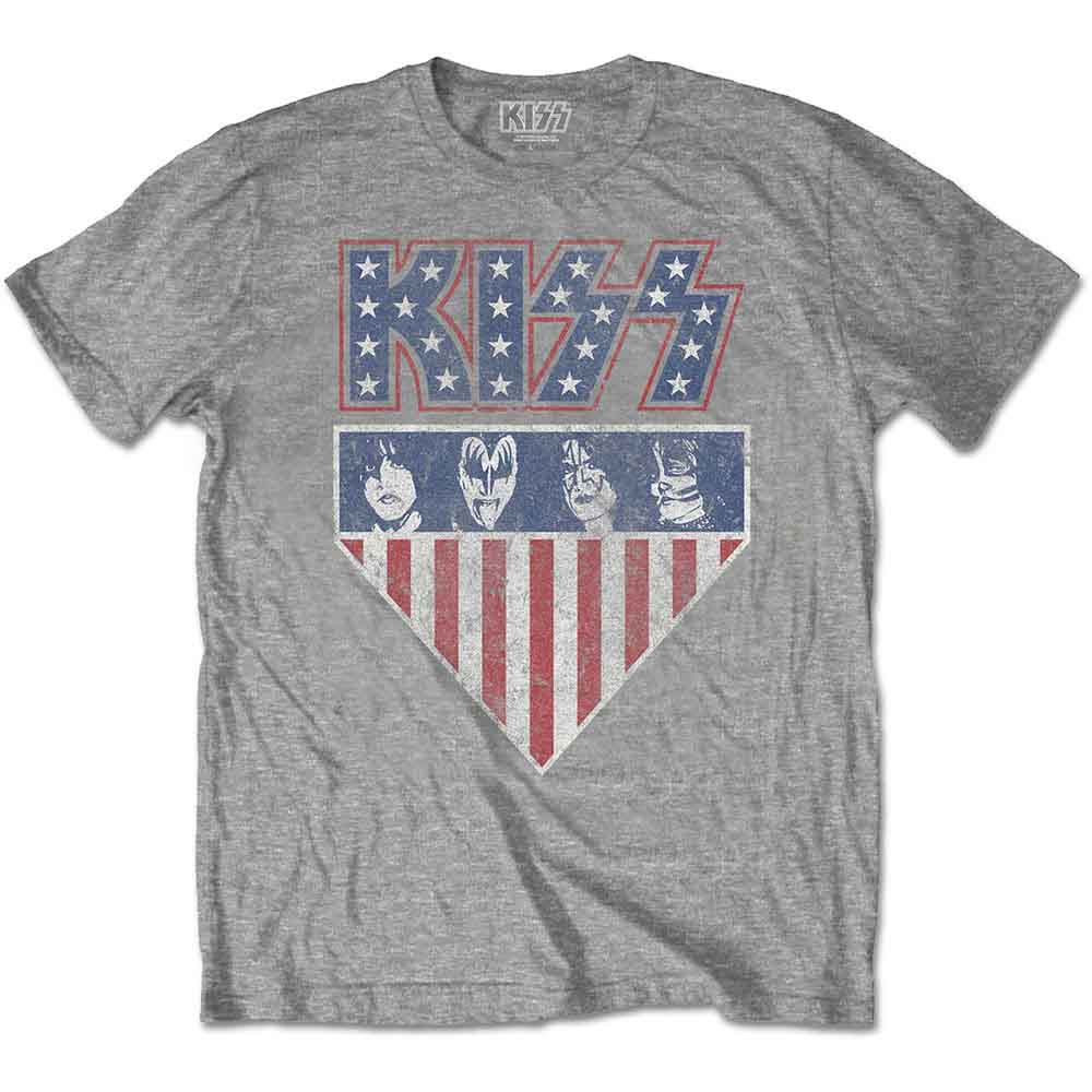 KISS 'Stars And Stripes' (Grey) T-Shirt