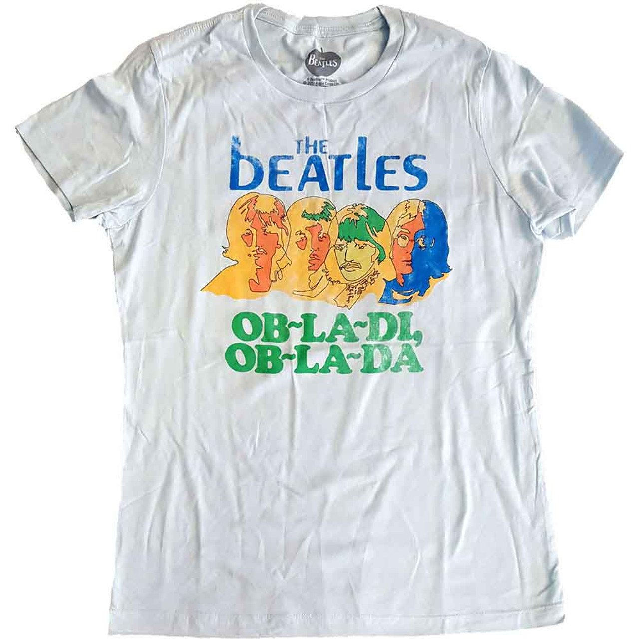 The Beatles 'Vintage Ob La Di' (Pale Blue) Womens Fitted T-Shirt