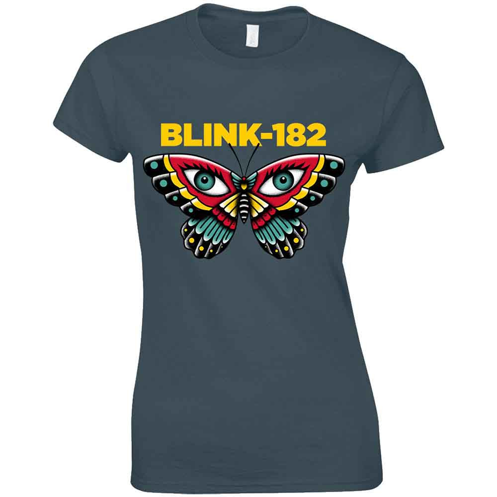 Blink-182 'Butterfly' (Heather Navy) Womens Fitted T-Shirt