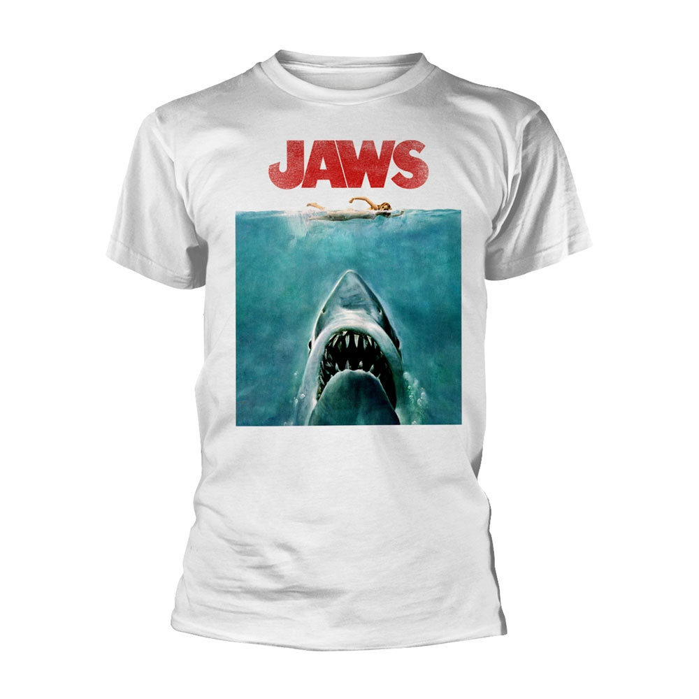 Jaws 'Poster Distressed Text' (White) T-Shirt