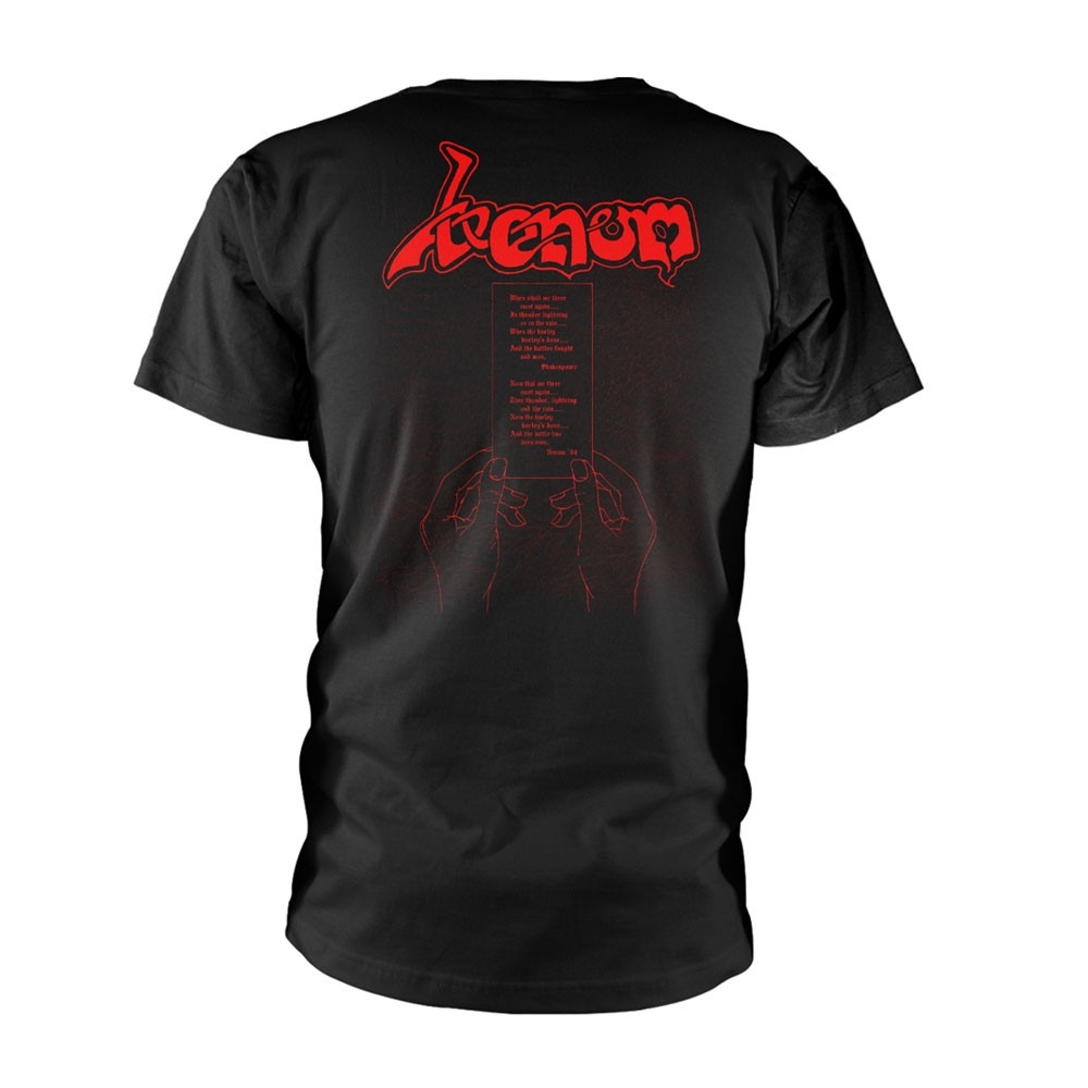 Venom 'At War With Satan Red' (Black) T-Shirt Back