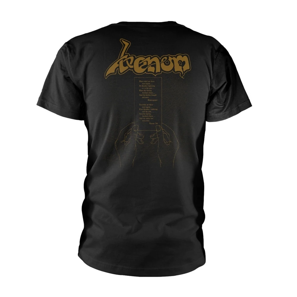 Venom 'At War With Satan Gold' (Black) T-Shirt Back