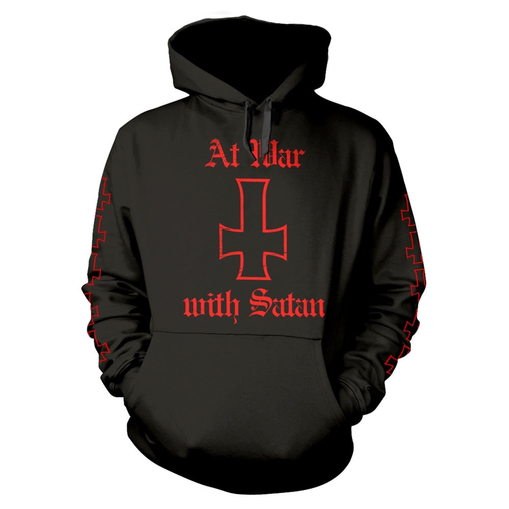 Venom 'At War With Satan Red' (Black) Pull Over Hoodie Front
