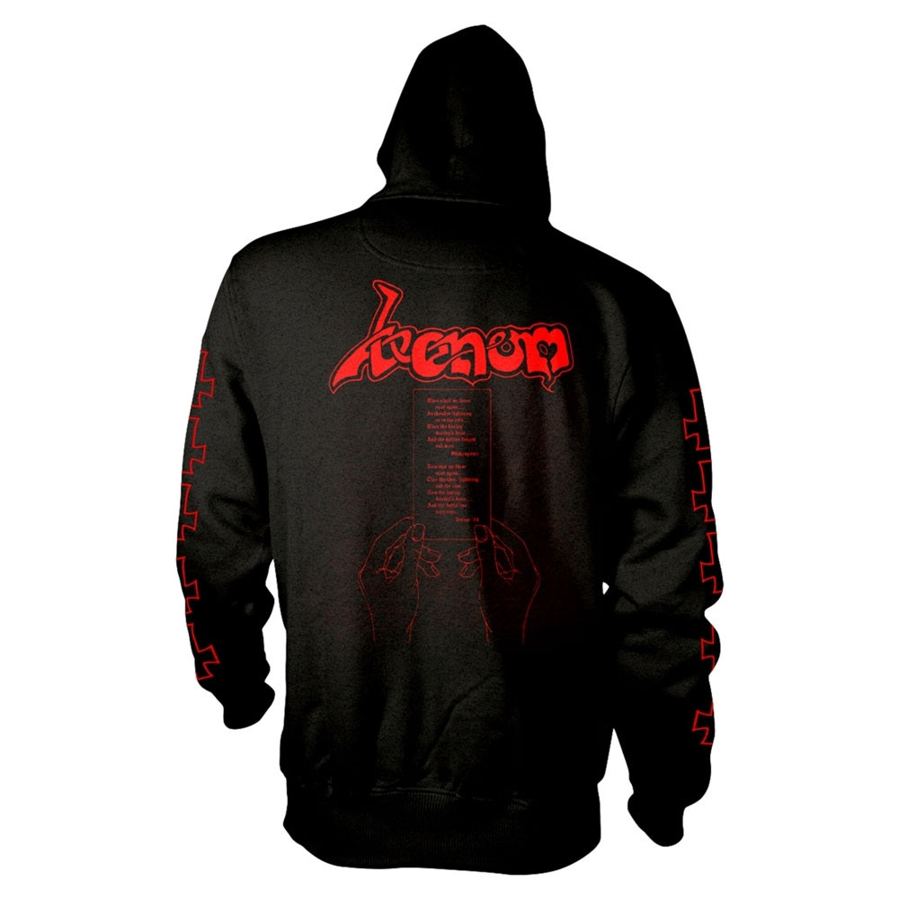 Venom 'At War With Satan Red' (Black) Zip Up Hoodie Back
