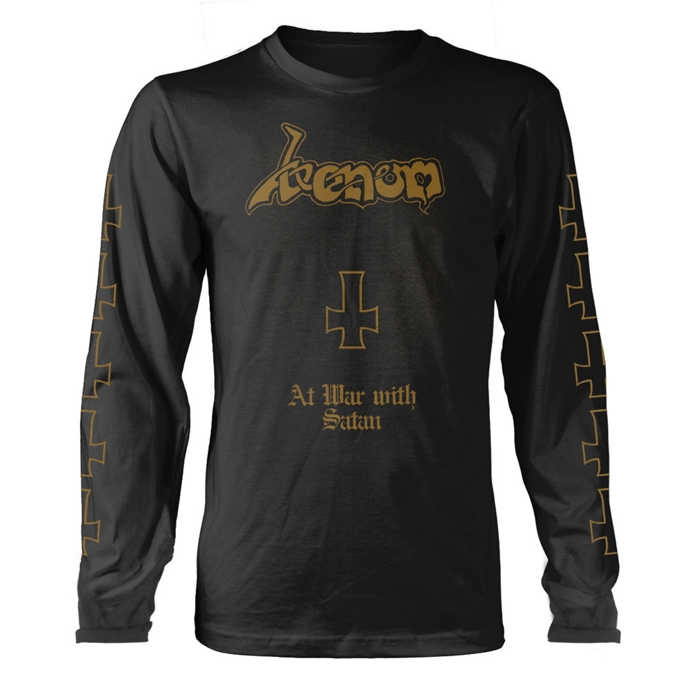 Venom 'At War With Satan Gold' (Black) Long Sleeve Shirt Front