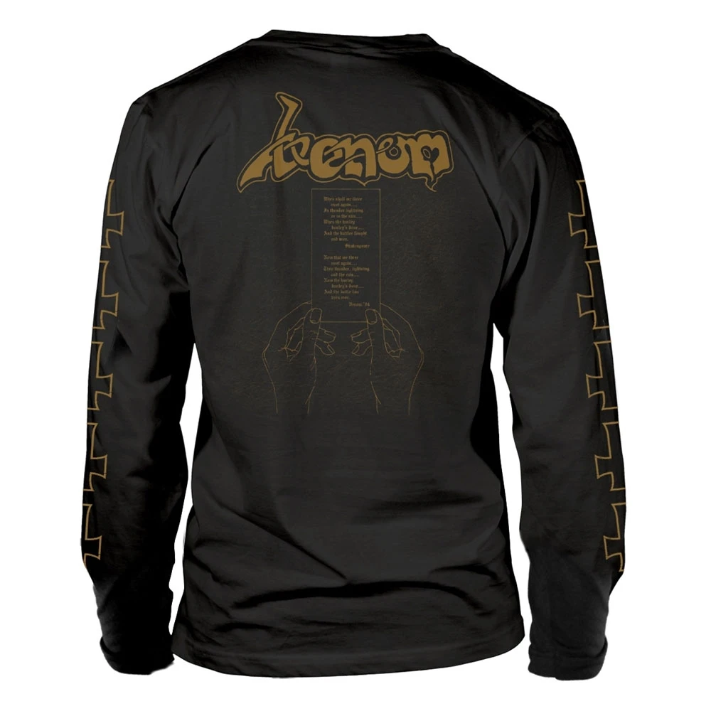 Venom 'At War With Satan Gold' (Black) Long Sleeve Shirt Back