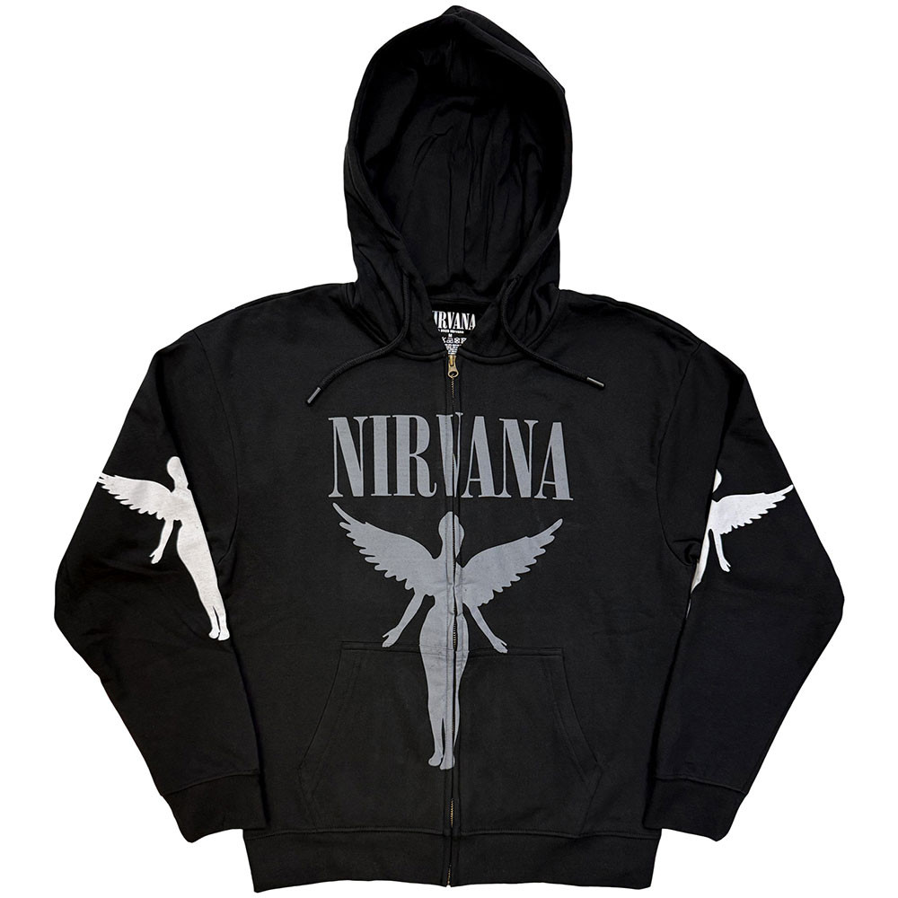 Nirvana 'In Utero Mono' (Charcoal Grey) Zip Up Eco Hoodie