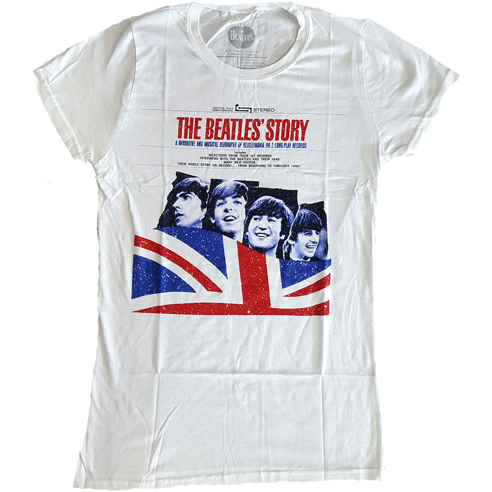 The Beatles 'The Beatles Story' (White) Womens Fitted T-Shirt