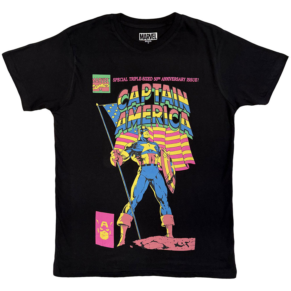 Captain America '50th Anniversary' (Black) T-Shirt