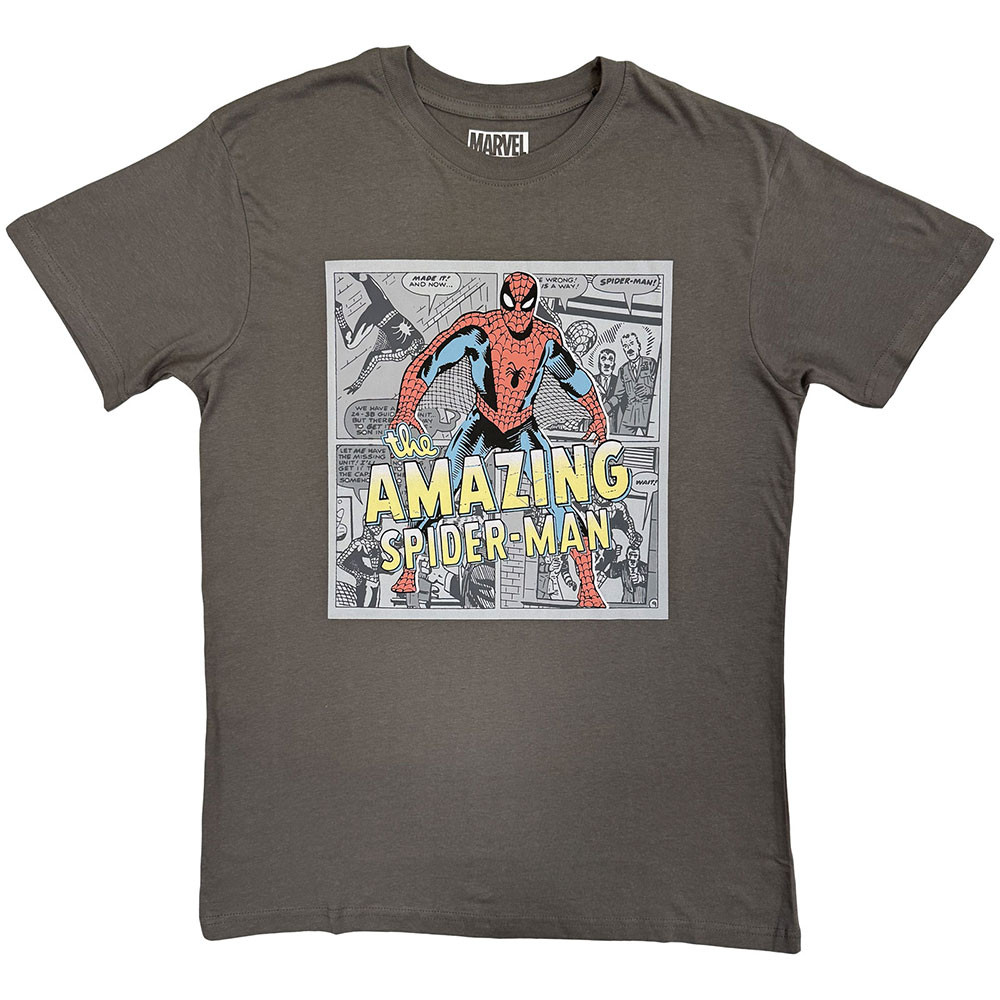 Spider-Man 'Comic Background' (Charcoal Grey) T-Shirt