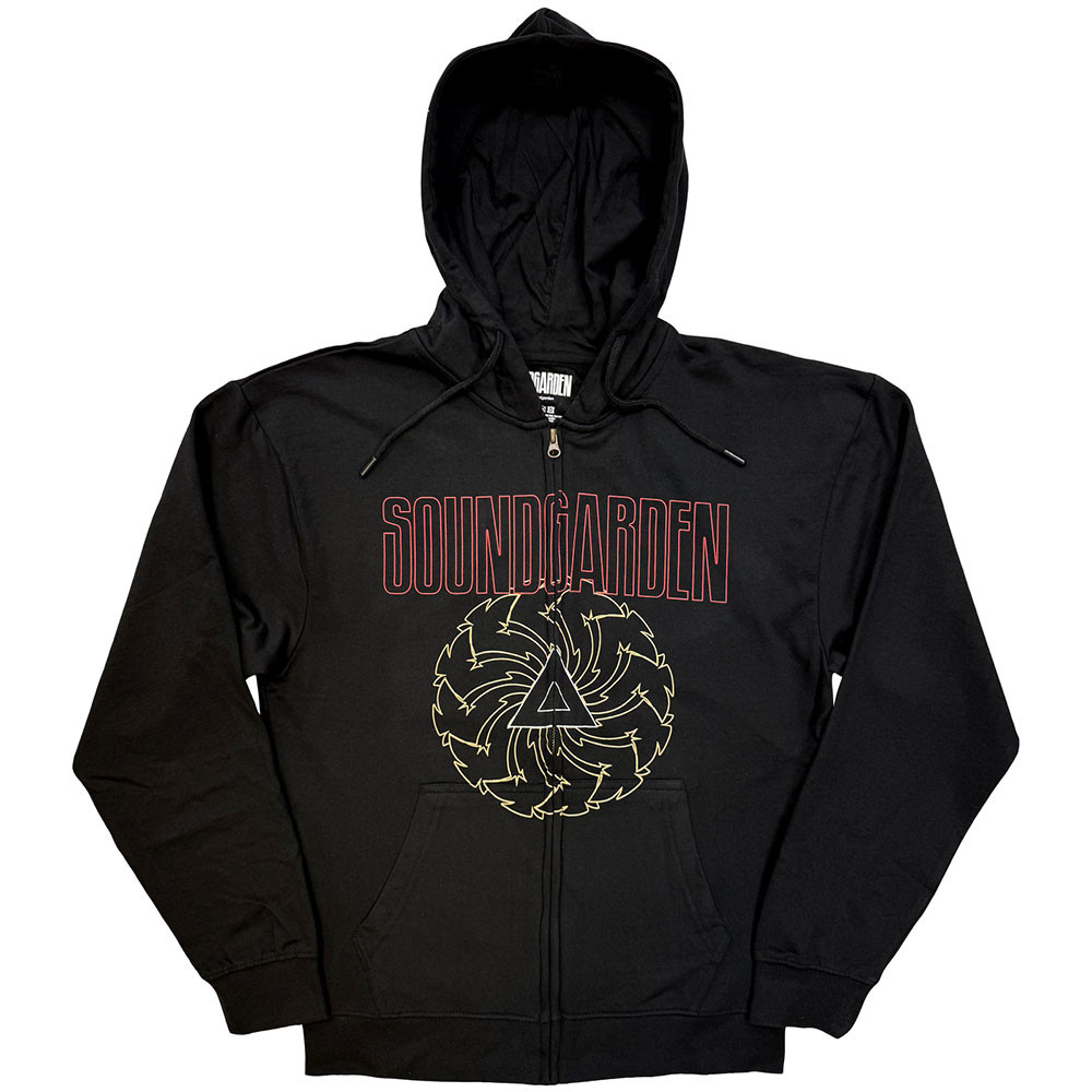 Soundgarden 'Spiral & Logo' (Black) Zip Up Eco Hoodie