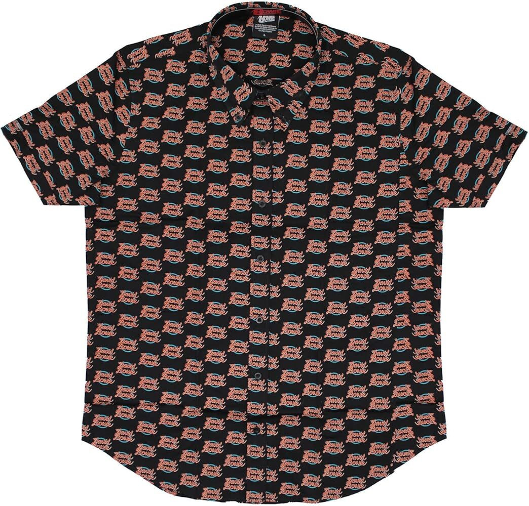 David Bowie 'World Tour Logo Pattern' (Black) Casual Shirt