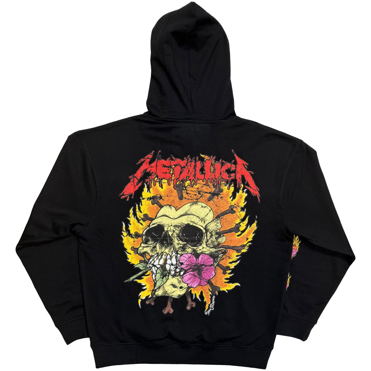 Metallica 'Flower Skull' (Black) Pull Over Hoodie