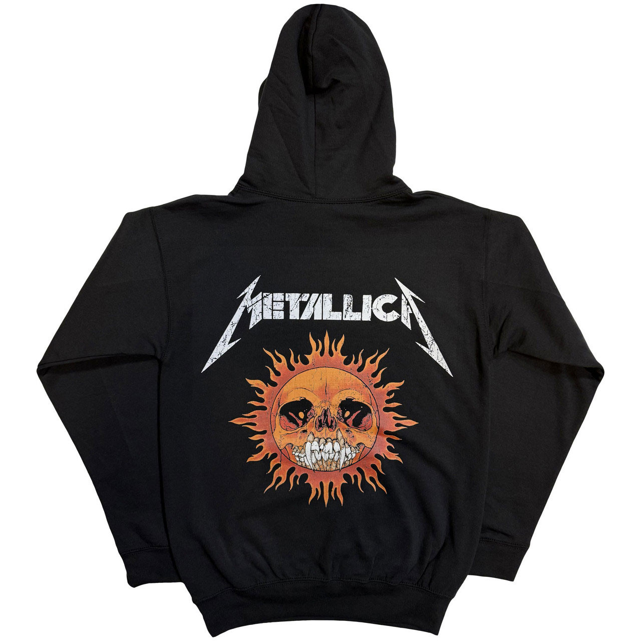 Metallica 'Worn Pushead Flaming Skull' (Black) Pull Over Hoodie Back