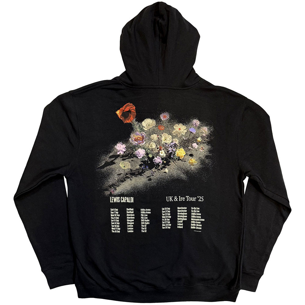 Lewis Capaldi 'Flowers UK Tour '25' (Black) Pull Over Hoodie