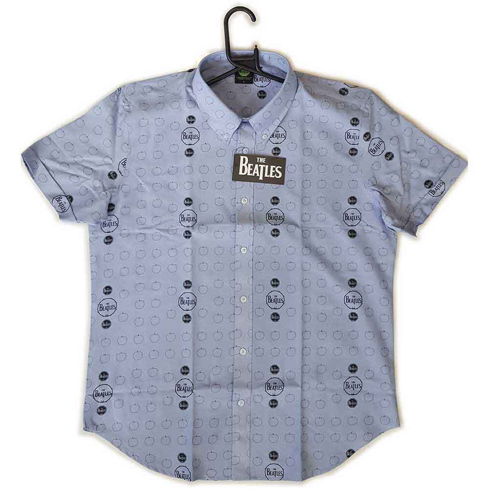 The Beatles 'Drum & Apples v2' (Oxford Blue) Casual Shirt