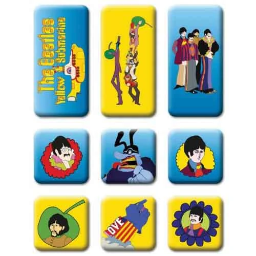 The Beatles 'Yellow Submarine 9 Piece Set' Epoxy Magnet Set