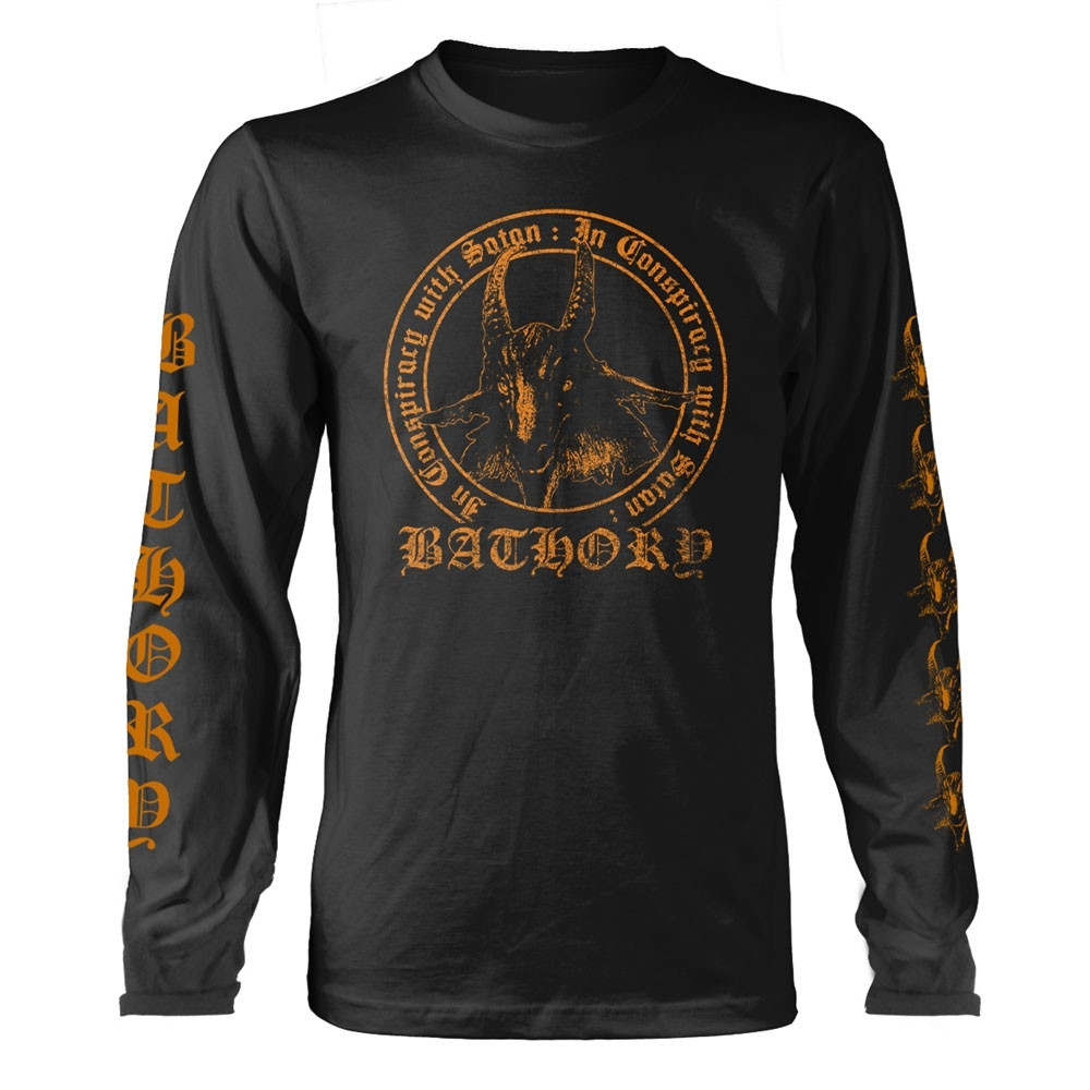 Bathory 'In Conspiracy With Satan' (Black) Long Sleeve Shirt Front