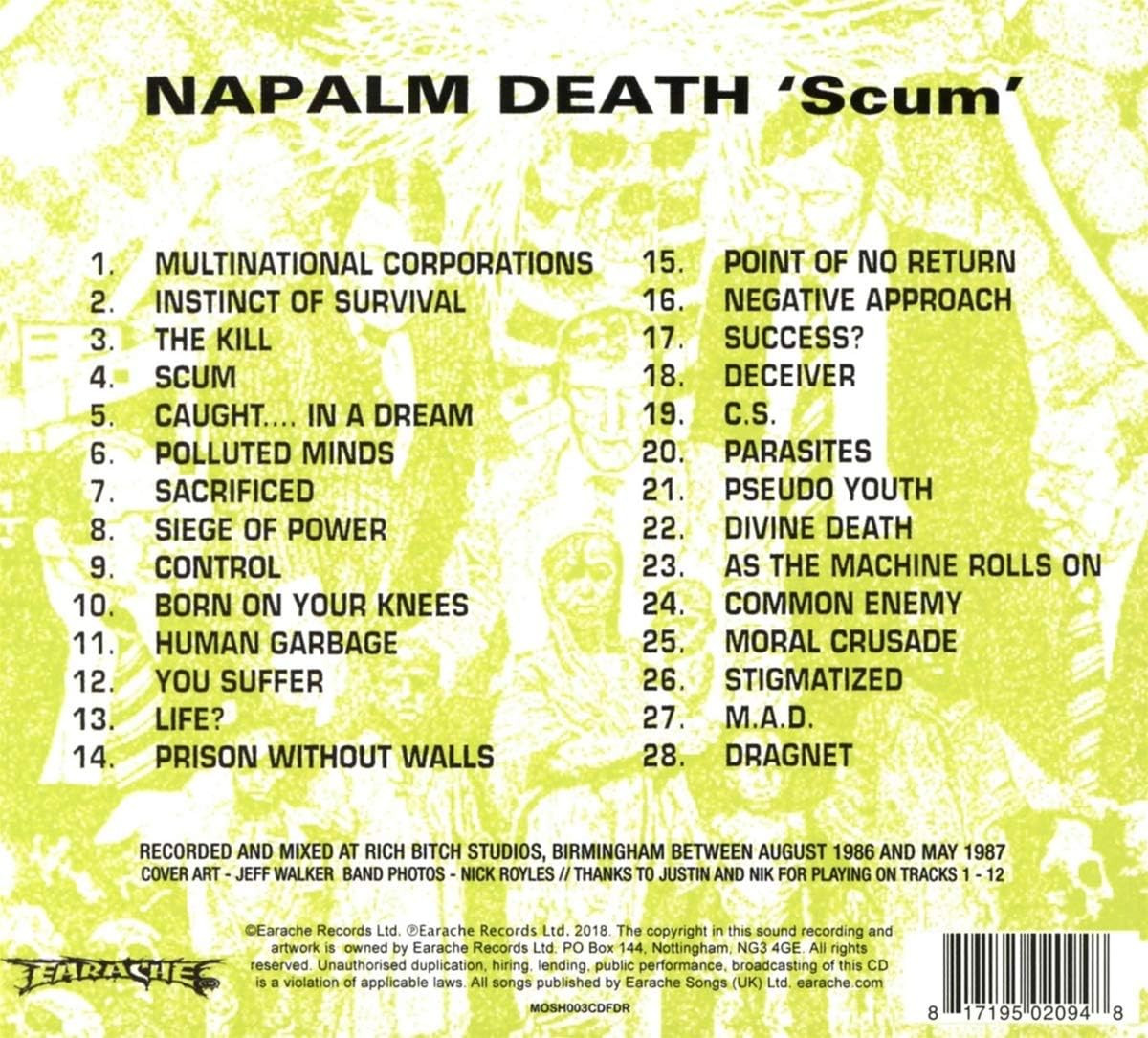 Napalm Death 'Scum' (FDR Remaster) CD Digipack