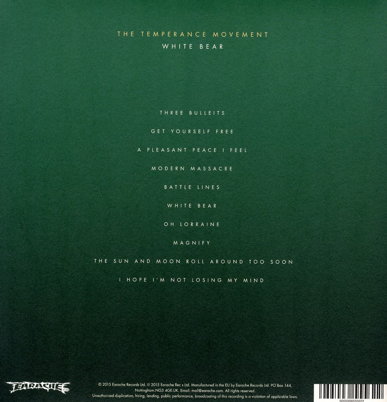 The Temperance Movement 'White Bear' 2LP Black Vinyl