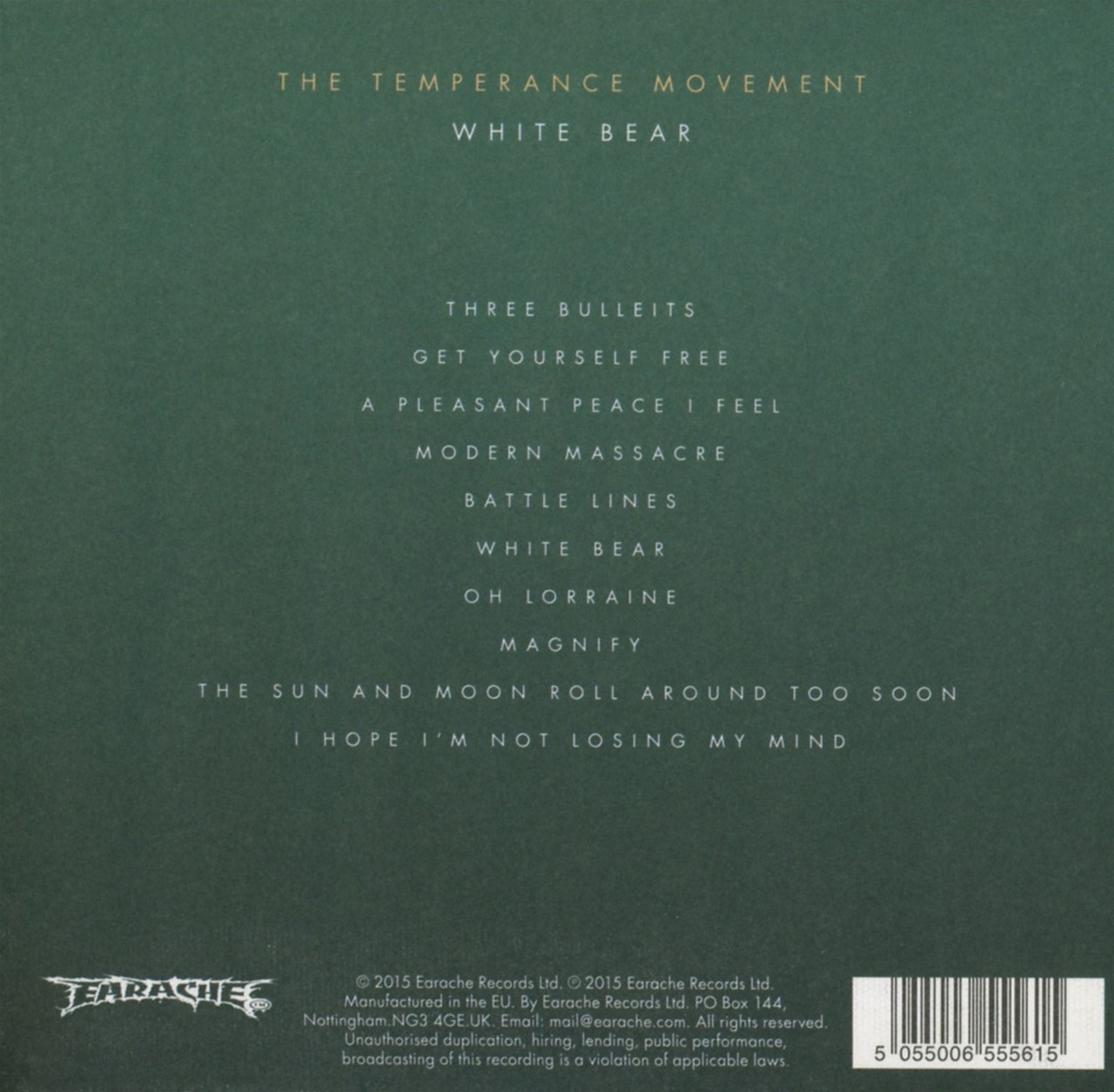 The Temperance Movement 'White Bear' CD Digisleeve