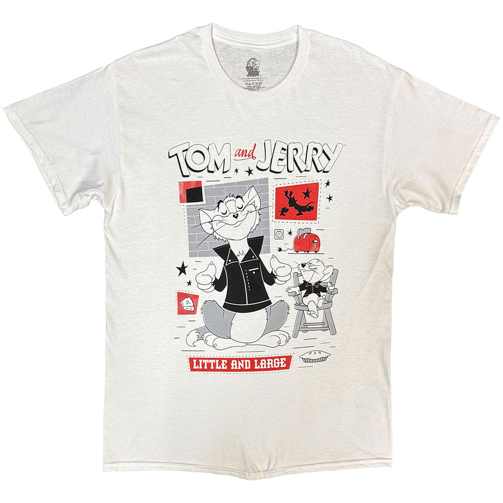 Tom & Jerry 'Little & Large Squares' (White) T-Shirt