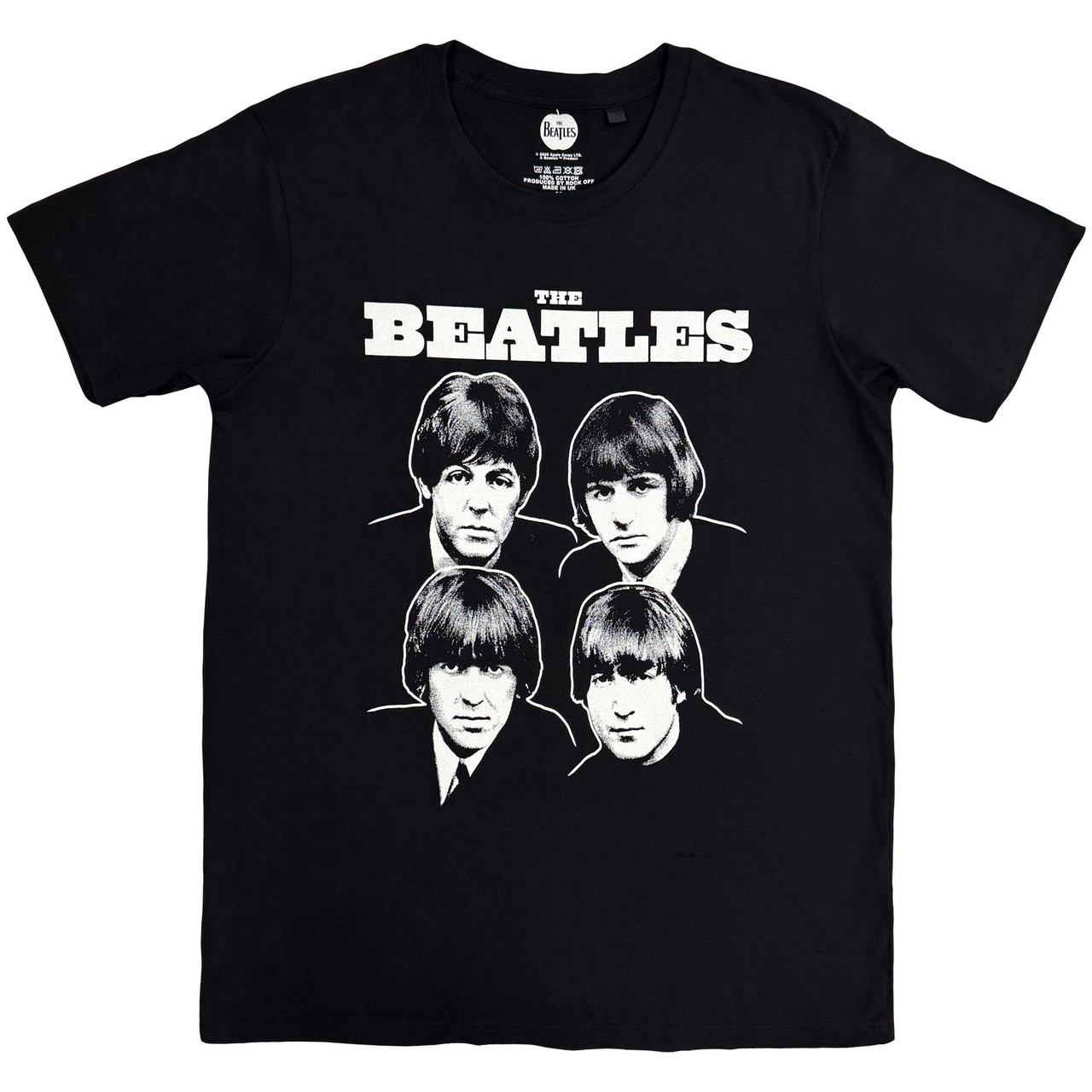 The Beatles 'Black & White Band' (Black) T-Shirt