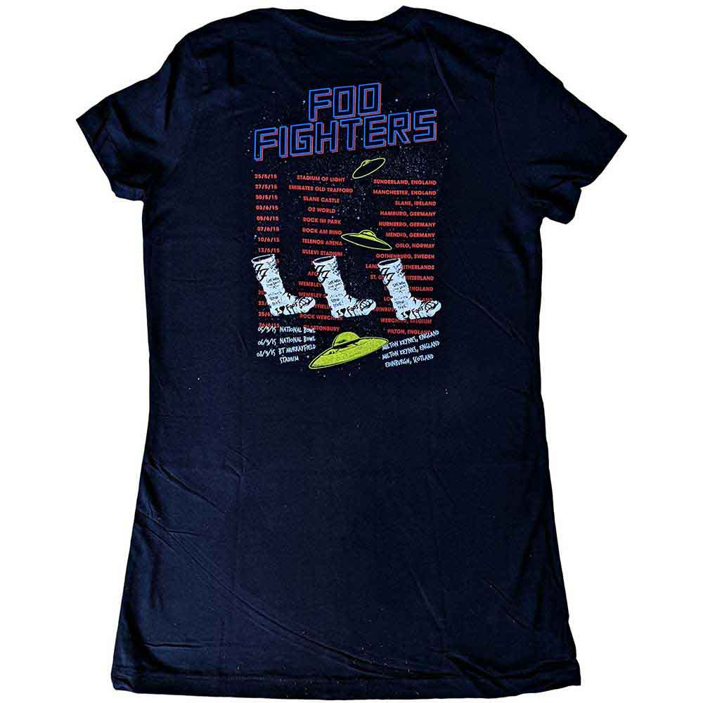 Foo Fighters 'UFOS 2015 European Tour' (Black) Womens Fitted T-Shirt