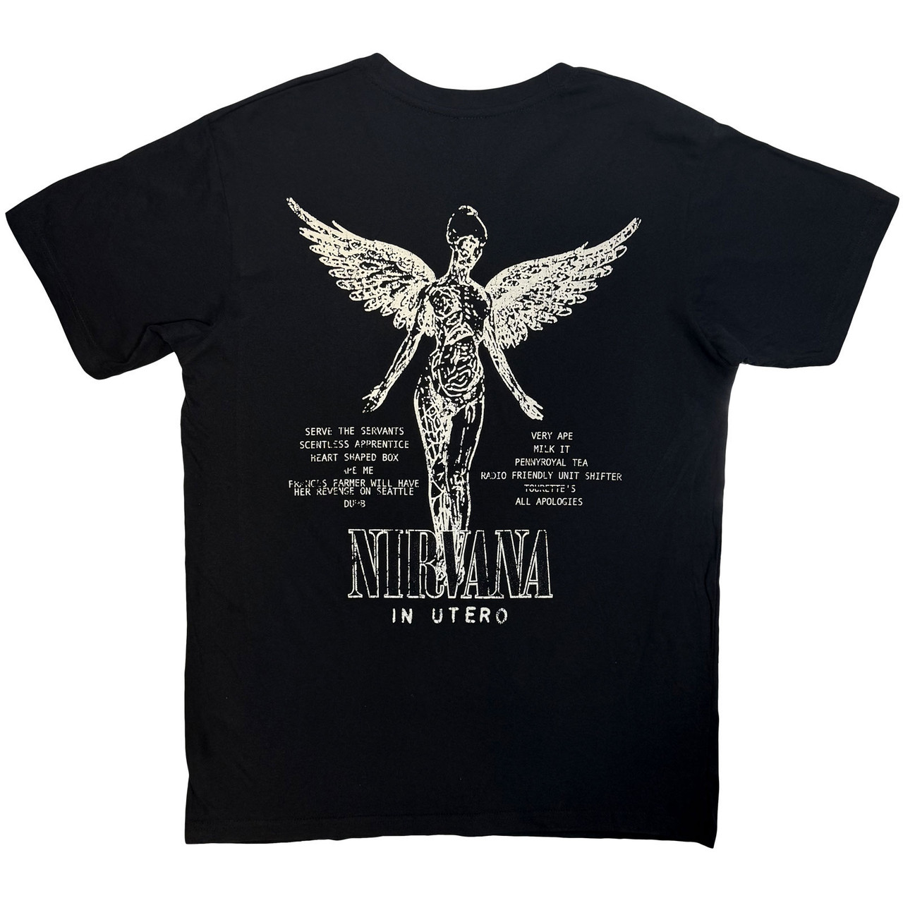 Nirvana 'In Utero Tracklist' (Black) Carbon T-Shirt