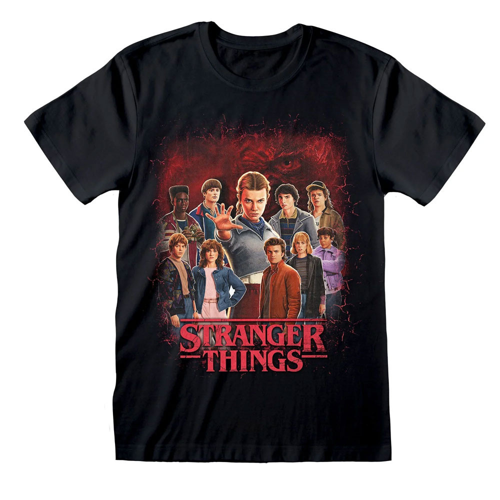 Stranger Things 'Group Of All Characters' (Black) T-Shirt
