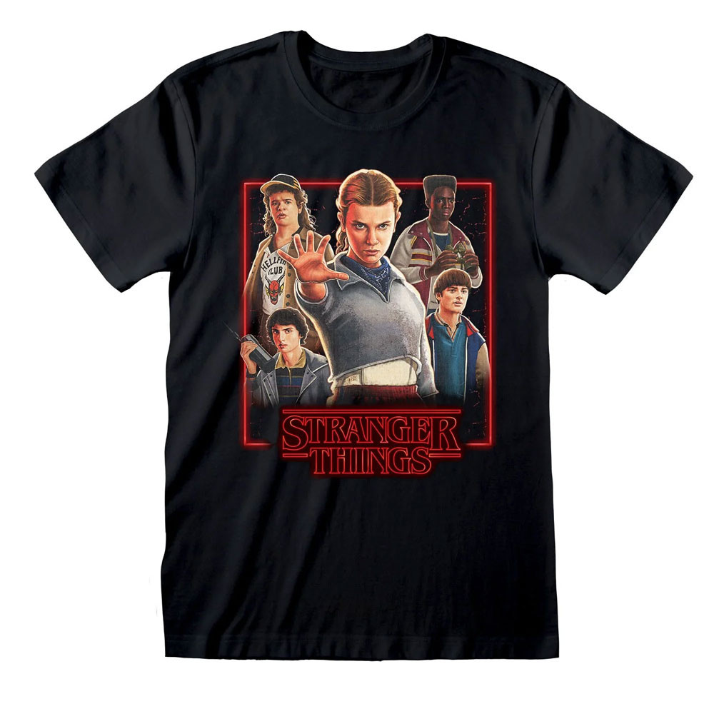 Stranger Things 'Characters In Glowing Box' (Black) T-Shirt