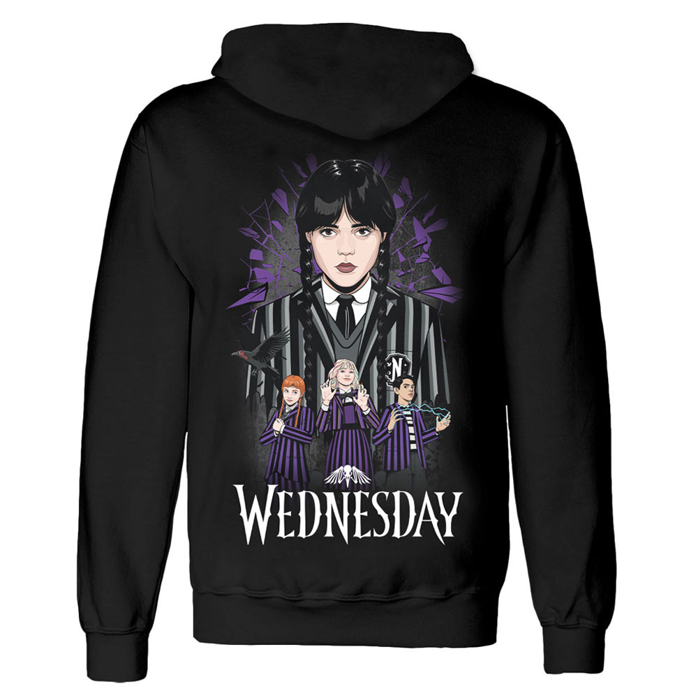 Wednesday 'Shattered Glass' (Black) Pull Over Hoodie Back