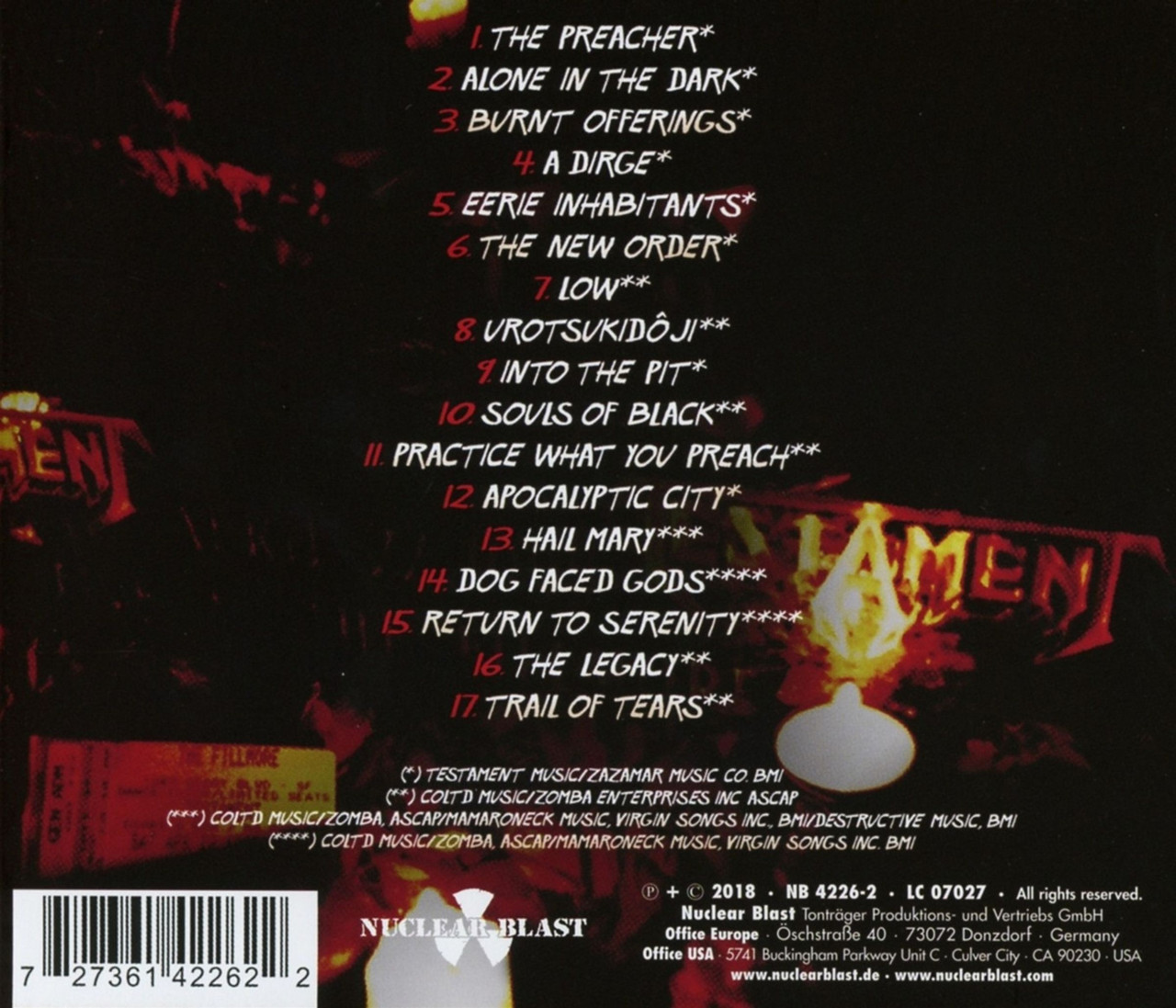 Testament 'Live At The Fillmore' CD