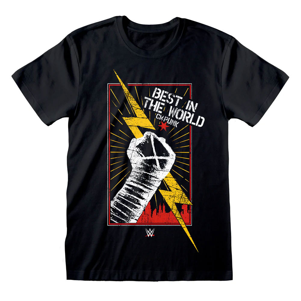 WWE - CM Punk 'Bolt' (Black) T-Shirt