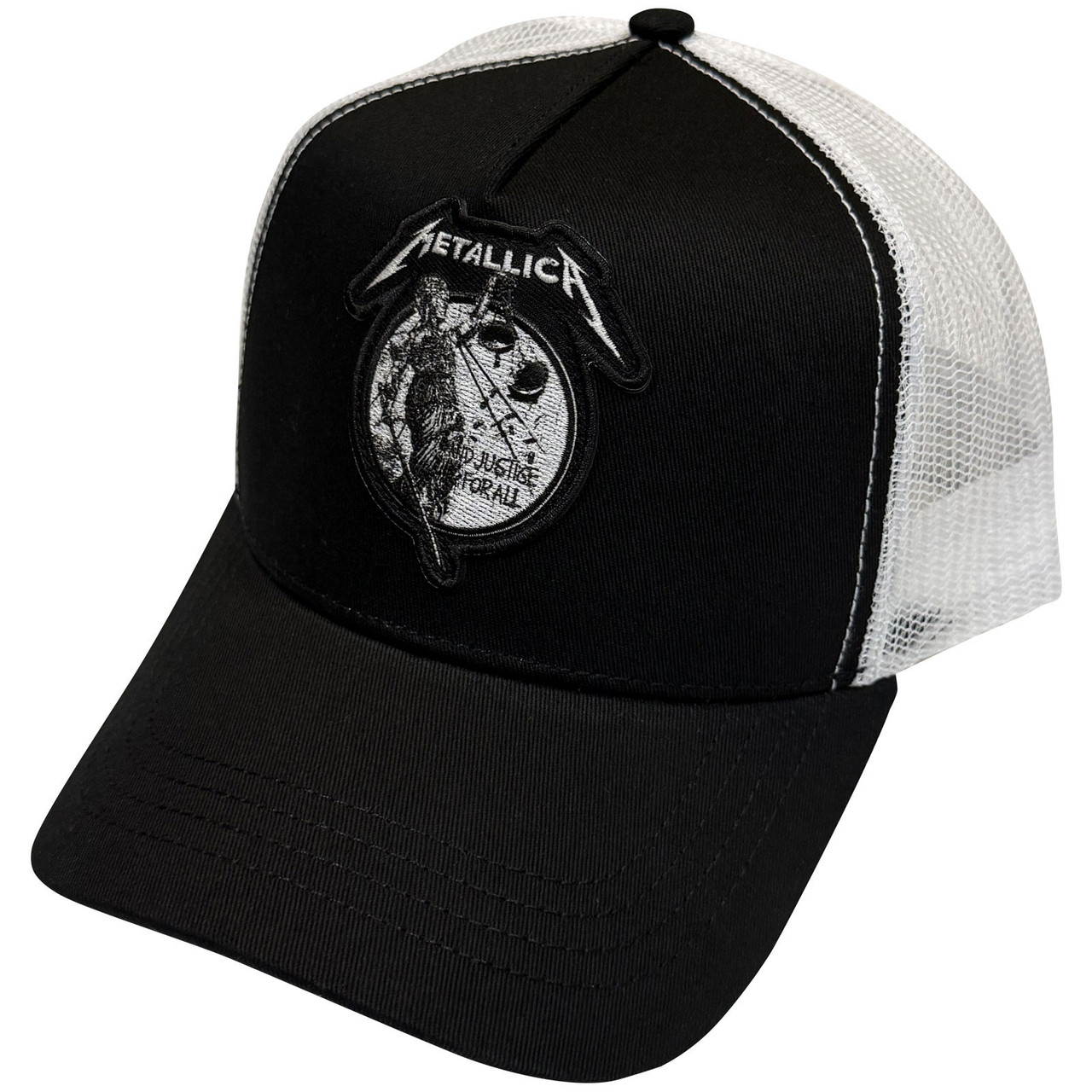 Metallica 'Justice Mono' (Black & White) Trucker Cap