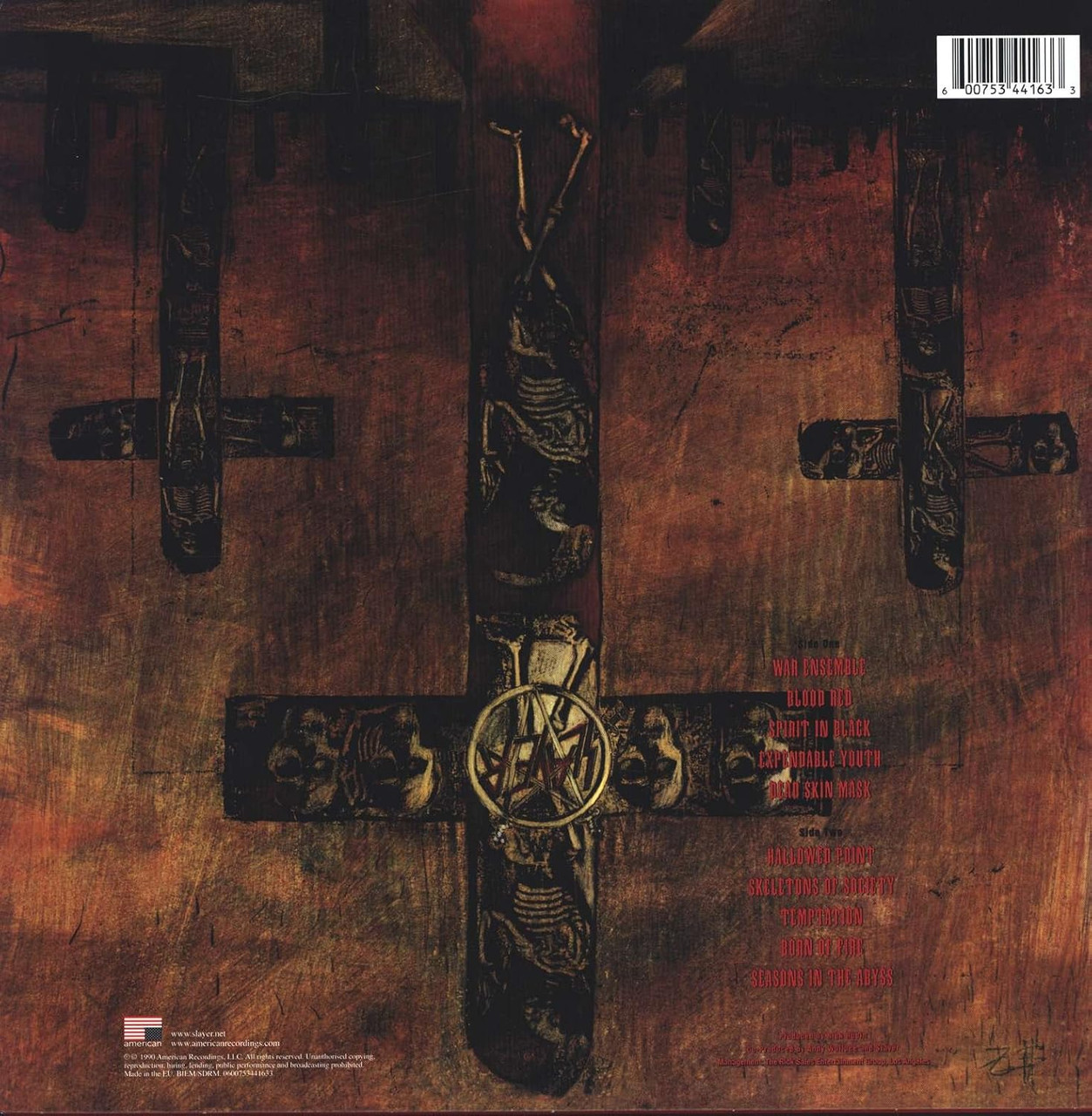 Slayer 'Seasons In the Abyss' LP 180g Black Vinyl