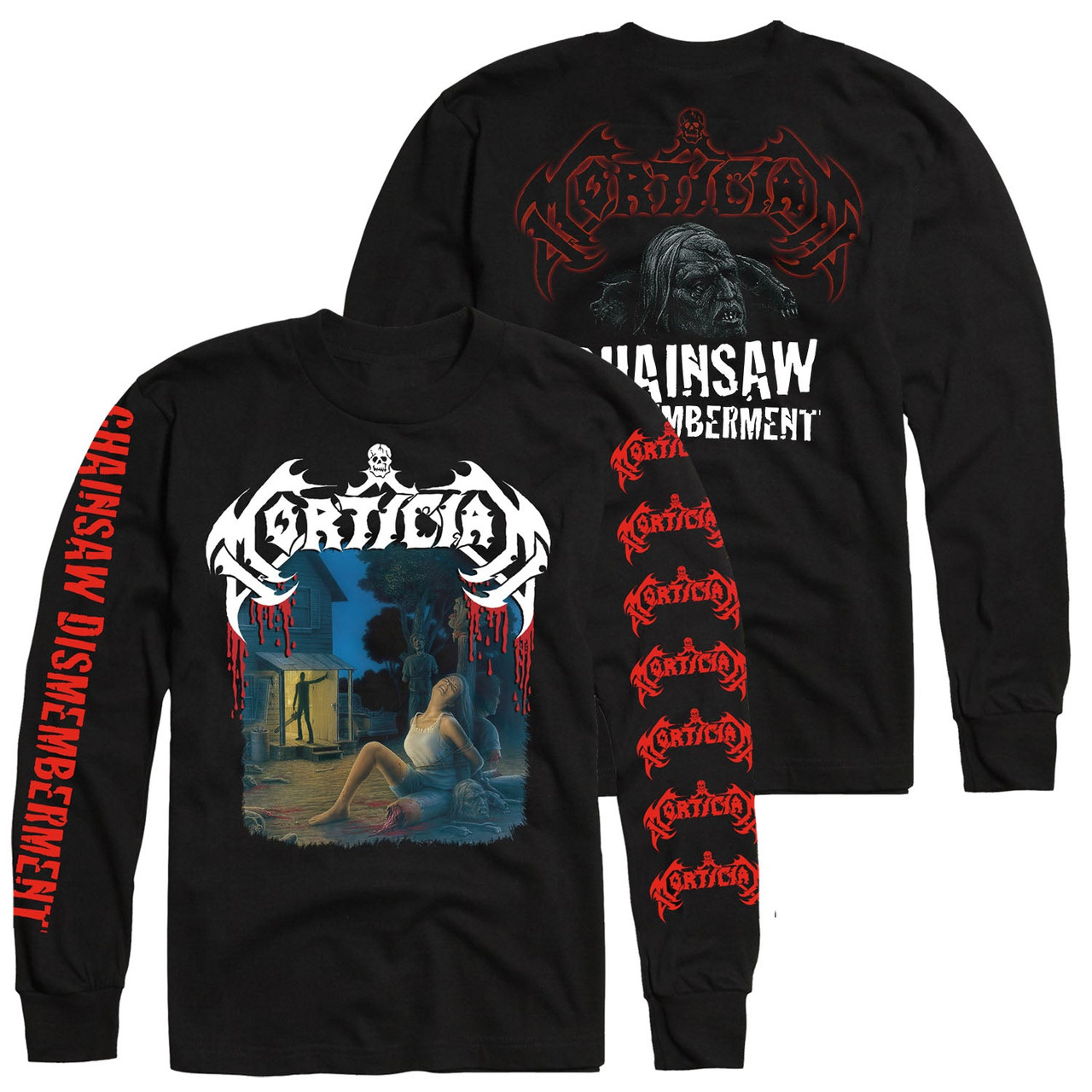 Mortician 'Chainsaw Dismemberment' (Black) Long Sleeve Shirt - US Import