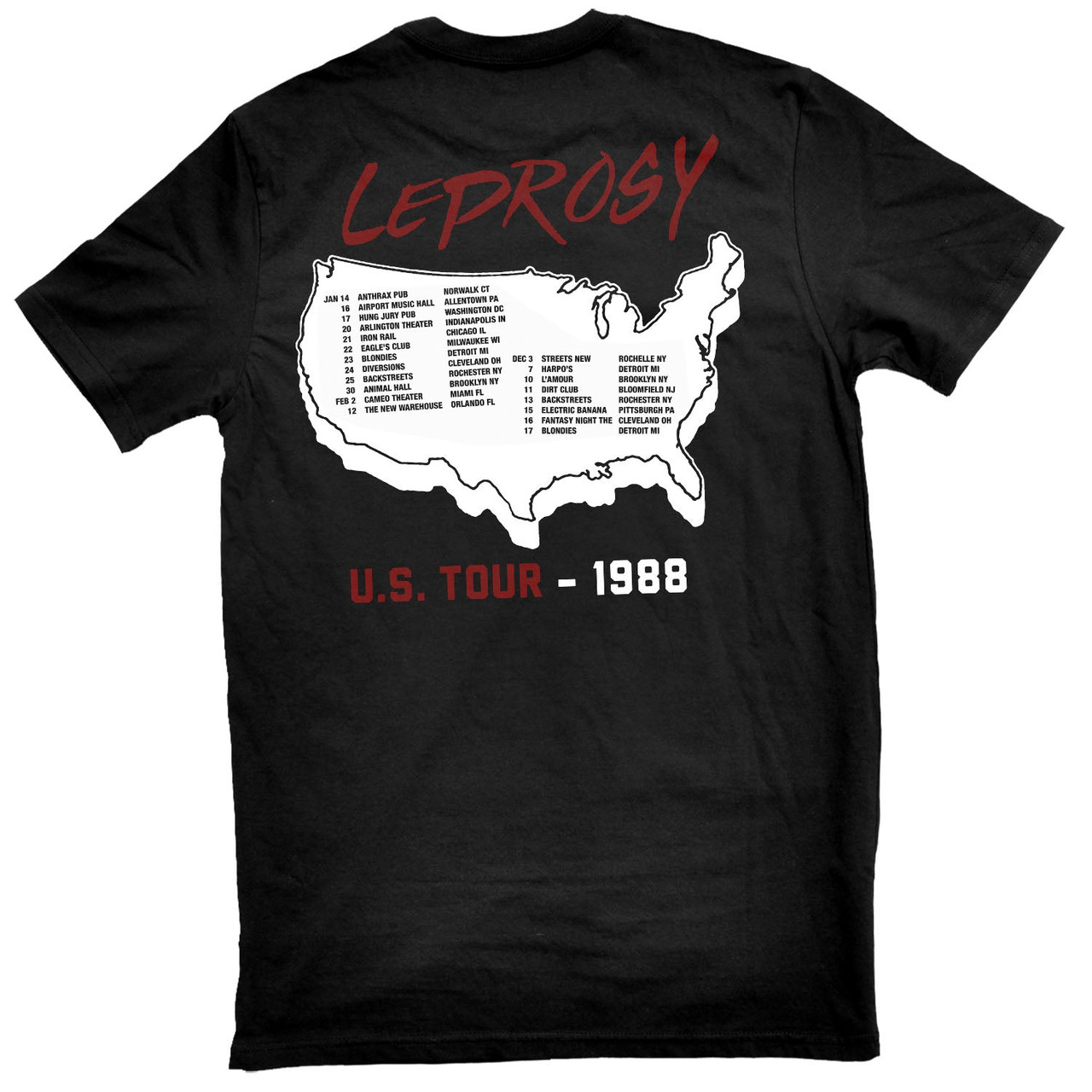 Death 'Leprosy US Tour - 1988' (Black) T-Shirt - US Import