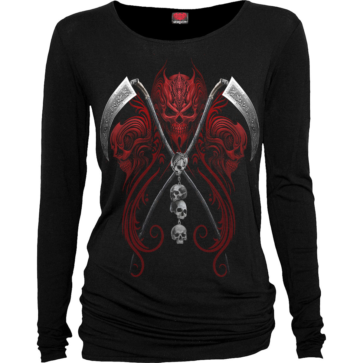 Spiral 'Reaperess' (Black) Womens Fitted Long Sleeve Baggy T-Shirt