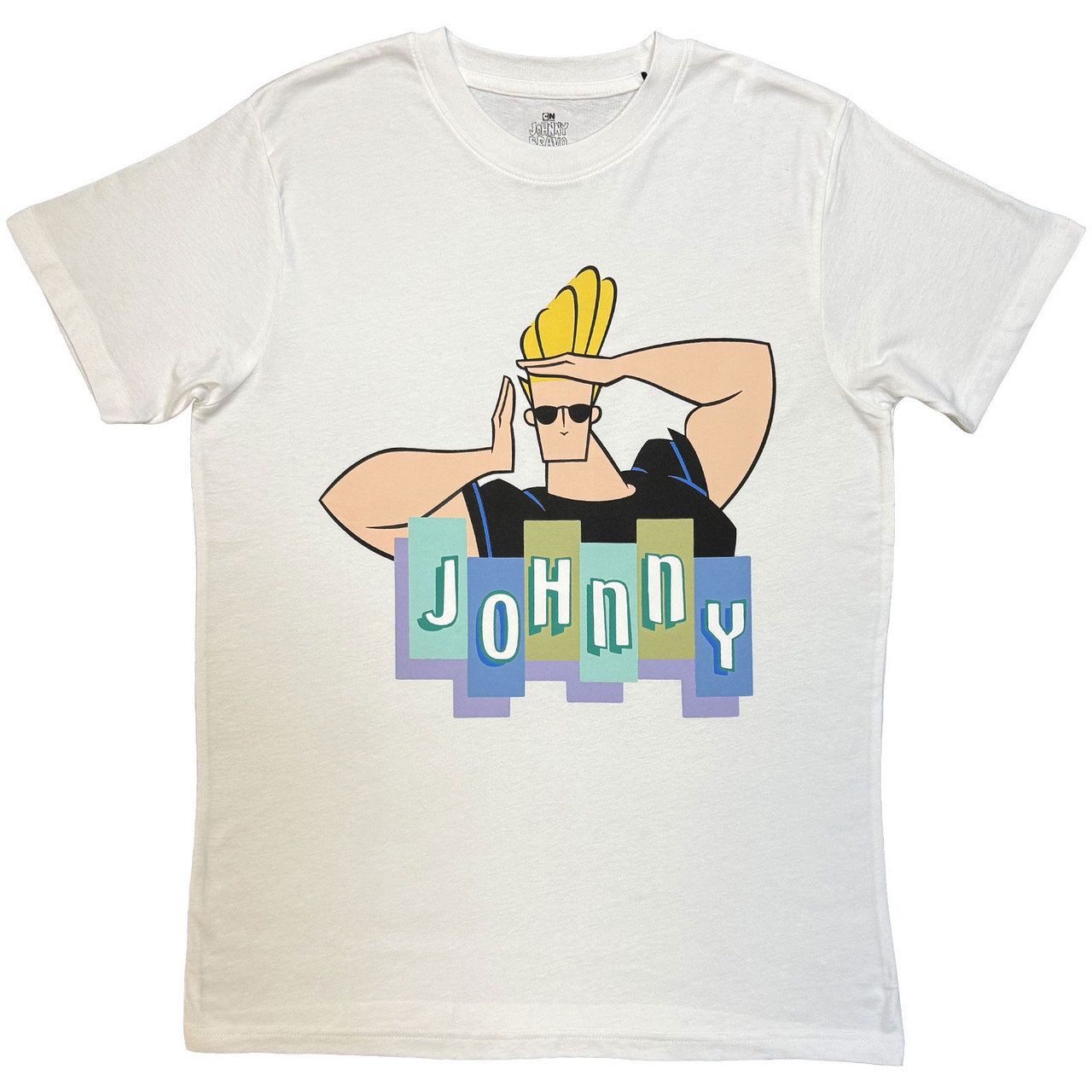 Johnny Bravo 'Posing Logo' (White) T-Shirt