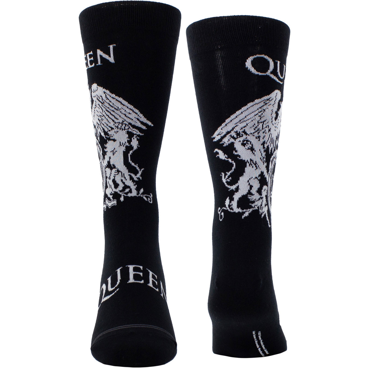 Queen 'White Crest' (Black) Crew Socks (One Size = UK 6.5-11)