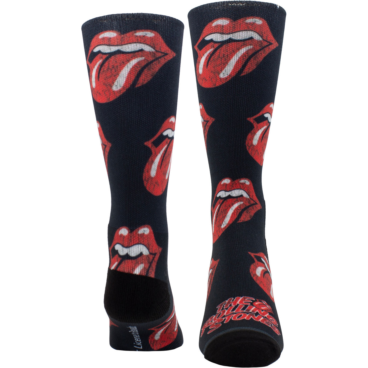 The Rolling Stones 'Allover Tongues Sublimation' (Black) Crew Socks (One Size = UK 6.5-11)