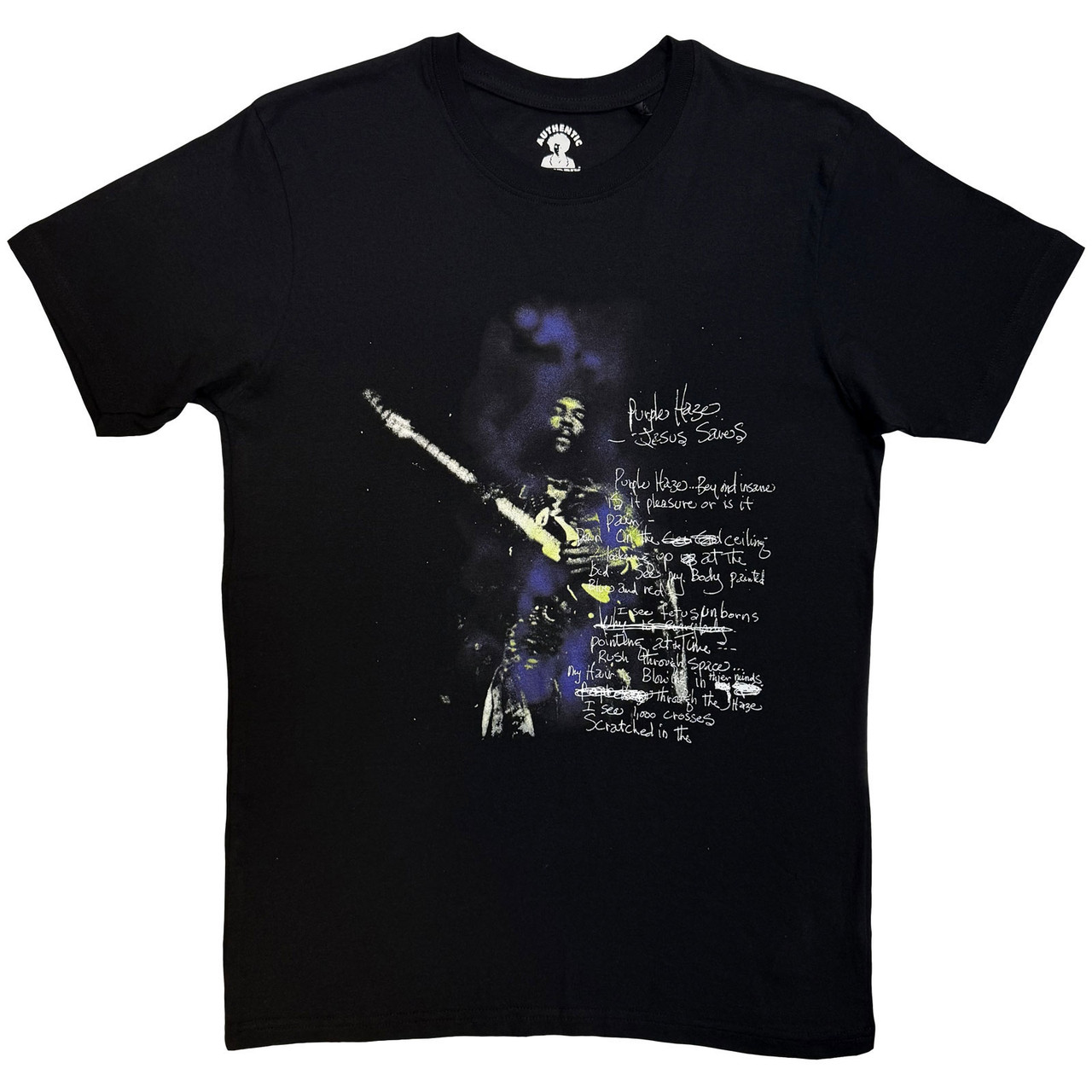 Jimi Hendrix 'Purple Haze Lyrics' (Black) T-Shirt